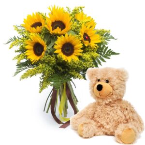 Sunflower with Teddy Bear