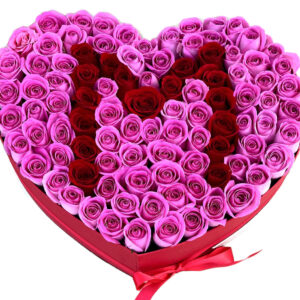 RED AND PINK ROSES INITIAL FLOWER BOX