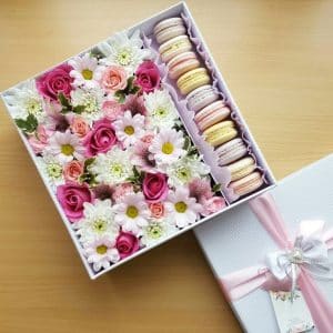 Flowers With Cute Macarons